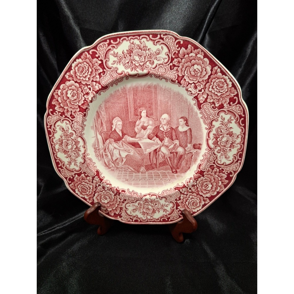 Crown Ducal George Washington Bicentenary Plate Red Transferware 1732-1932 Eng.